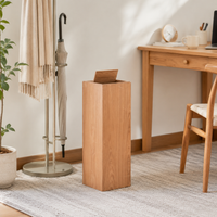 Wooden Trash Can for Bathroom, Slim Bin with Lid, 6L, 65cm, for Home and Office