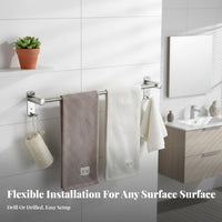No-Drill Installation Wall-Mounted Towel Bar Rust-Proof Bathroom Hardware Rustproof Household Fixture Heavy-Duty for DIY Enthusiasts, Property Managers, Restroom, Lavatory, Laundry Room, Kitchen