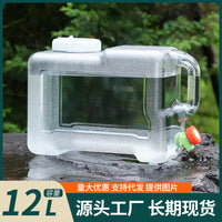 12L Transparent PC Water Storage Bucket with Spigot for Camping and Travel