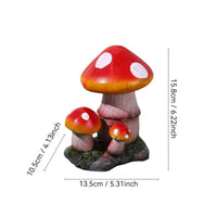 Toadstool Cluster Sculpture Whimsical Design Red Toadstool Garden Statue