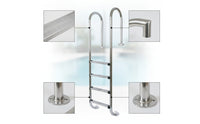 Stainless Steel Pool Ladder Polished Pool Ladder with Handrails Anti-Skid for Spa