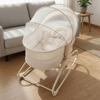 Multi-Functional Electric Rocking Bassinet 360 Degree Rotation Newborn Soothing Sleeper With Toy Bar Portable Baby Cradle for Newborns, Infants, Bedside, Living Room, Nursery