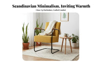 cylindrical Metal Frame Leather suspension Armchair Nordic design Lounge Chair Minimalist Aesthetic Home Seating centuryera Modern Design for Interior Decorators, Office Managers, Book Lovers, Living Room, perusing reading area, Reception Area, Bedroom