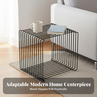 Square Metal End Table Nordic Design Minimalist Wire Frame Table Space-Saving