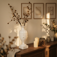 Sculptural Vase Cream Flower Vase Heavyweight for Mantel, Interior Designers