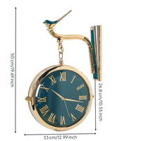 Double-Sided Clock with Bird Sturdy for Living Room