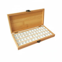Wooden Watercolor Paint Organizer Multi-Grid Bamboo Paint Storage Box With Latch Art Supplies for Beginners