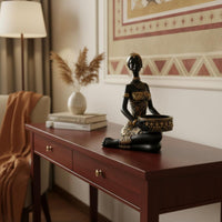Black Woman Statue Storage Ornament Tabletop Display Tribal-Influenced Candle Holder Gilded Detail Ethnic Lady Ornament for Entryway
