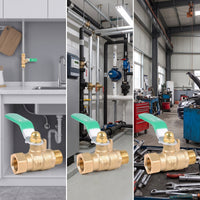 Brass Ball Valve with Lever Handle Compact Inline Shutoff Valve with Bracket Plumbing Fitting Quarter-Turn Full Port