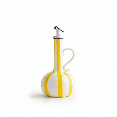 Ceramic Oil Bottle Striped Seasoning Dispenser Glazed Striped Bottle Ceramic Bottle with Distinctive Striped Pattern and Functional Handle Suitable for Cooking Home Storage Meal Serving