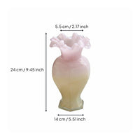 Art Glass Flower Holder Handmade Fluted Rim Flower Vase Elegant Design