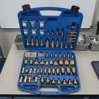 Brass Adapters Automotive Air Conditioning Leak Test Kit Two-Level Interior Car Leak Identifier Kit Organized Storage Refrigerant Diagnostic Set Latch Closures for Mechanics, Auto Repair Workers, Workshop, Garage