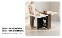 Foldable Design Wheeled Droppanel Table Space-Saving Household Furniture Mobile with Wheels Extendable Tabletop for Apartment Dwellers, Small Families, Students, Dining Room, Kitchen