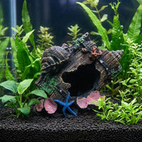 Resin Barrel Aquarium Decoration, Broken Barrel Decor and Aquarium Ornaments, Weathered Textured Hiding Cavity for Freshwater and Terrariums