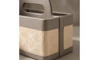 Open-Top Woven Storage Box Rectangular Woven Basket with Handle Compact Divided Basket Bin Decorative for Desktop, Living Room, Vanity