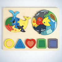 Smooth Wooden Puzzle with Geometric Shapes Bright Colors Wooden Shape Puzzle Preschool Shape Sorter Educational for Preschoolers, Playroom