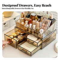 Tiered cosmetic Case with Drawers Clear View Design Multi-Tier Makeup Trolley
