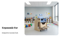 Fully Adjustable children's Posture Correction Chair Ergonomic Design Wooden Cerebral Palsy Chair Solid Wood Construction Toddler Positioning Seat Locking Casters for Physical Therapists, Toddlers, Parents, Indoor, Therapeutic Sessions, Home