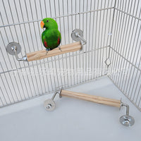 Bird Cage Perch U-Shaped Hardwood Stand with 304 Stainless Steel