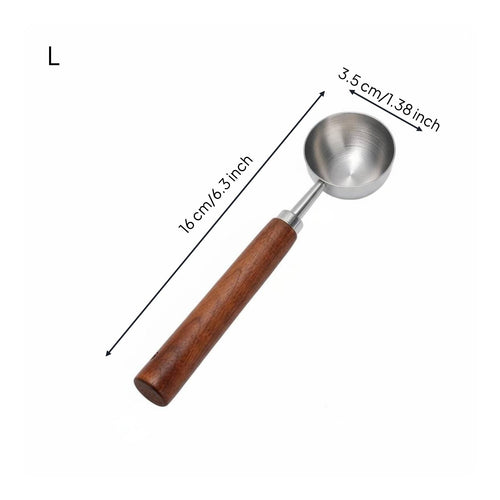 Walnut Handle Coffee Spoon Long Handle Coffee Bean Spoon for Cafe, Office Pantry