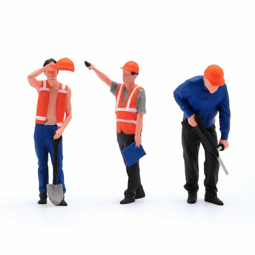 3 Pieces Construction Worker Figures Tiny Figurines Collectible for Collectors