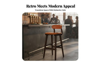 Bar Stool with spine supportrest Western design Counter Chair Wide Stable Base for Cafe
