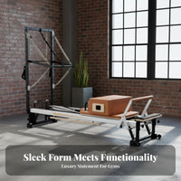 Pilates Reformer Bed Multi-Angle Adjustment Core Training Bed Adjustable Resistance Half Overhead Bar Reformer for Beginners, Adults, Gym, Home