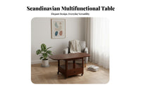 Foldable Design transformable Rolling Cart Nordic design Center Table Space-Saving Household Furniture Movable with casters for Small Apartment Residents, Homeowners, Entertainers, Living Room, Reception Area, Bedroom, Home Office