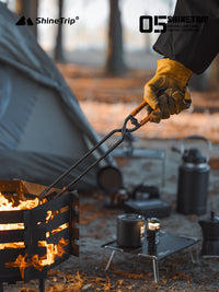 Outdoor 05 Series Fire Tongs with Leather Case, Thickened Steel Tube, Anti-Corrosion and High Temperature Resistant