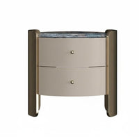 Rounded Two-Drawer End Table versatile Nightstand Minimalist artistic aesthetic