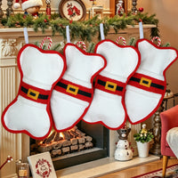 Bone-Shaped Christmas Stocking Pet Gift Sock