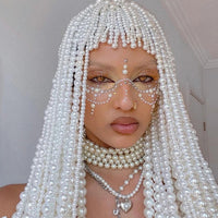 Long Tassel Pearl Hair Chain for Women, Stage Performance Hair Accessory