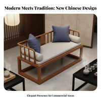 Solid Wood Teahouse Table and Chairs Set with Carbon Steel Frame Foam Cushions Booth Furniture Dining Seating Suitable for Cafe Restaurant Lounge Teahouse