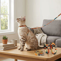Cat Harness and Leash Set, H-shaped Polyester Harness for Cats, Adjustable Walking Gear for Kittens, Outdoor Pet Travel Essentials, Anti-pull Fit