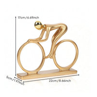 Minimalist Bike Sculpture Metal-likeLook Cyclist Statue Compact for Art Lovers
