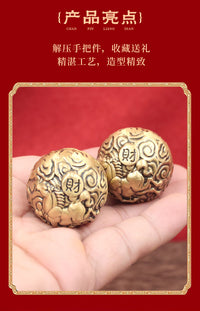 黄铜马上发财实心核桃把玩铜核桃摆件核桃铜器工艺品家居摆件批发