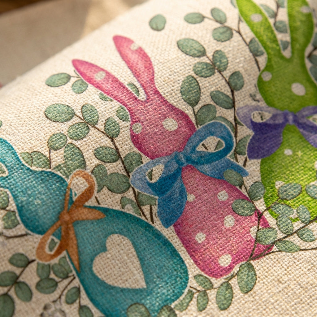 Easter Placemat Heat-Insulating Hare Illustration Table Mat Stain-Resistant Bunny Bunny Table Mat for Party Hosts, Homeowners, Kitchen, Restaurant
