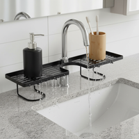 Faucet Storage Rack Bathroom Shelf No-Drill Washbasin Organizer for Sink or Mirror Cabinet