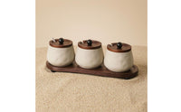 3 Pieces Ceramic Condiment Jar Set Matte Tableware Storage Short Feet