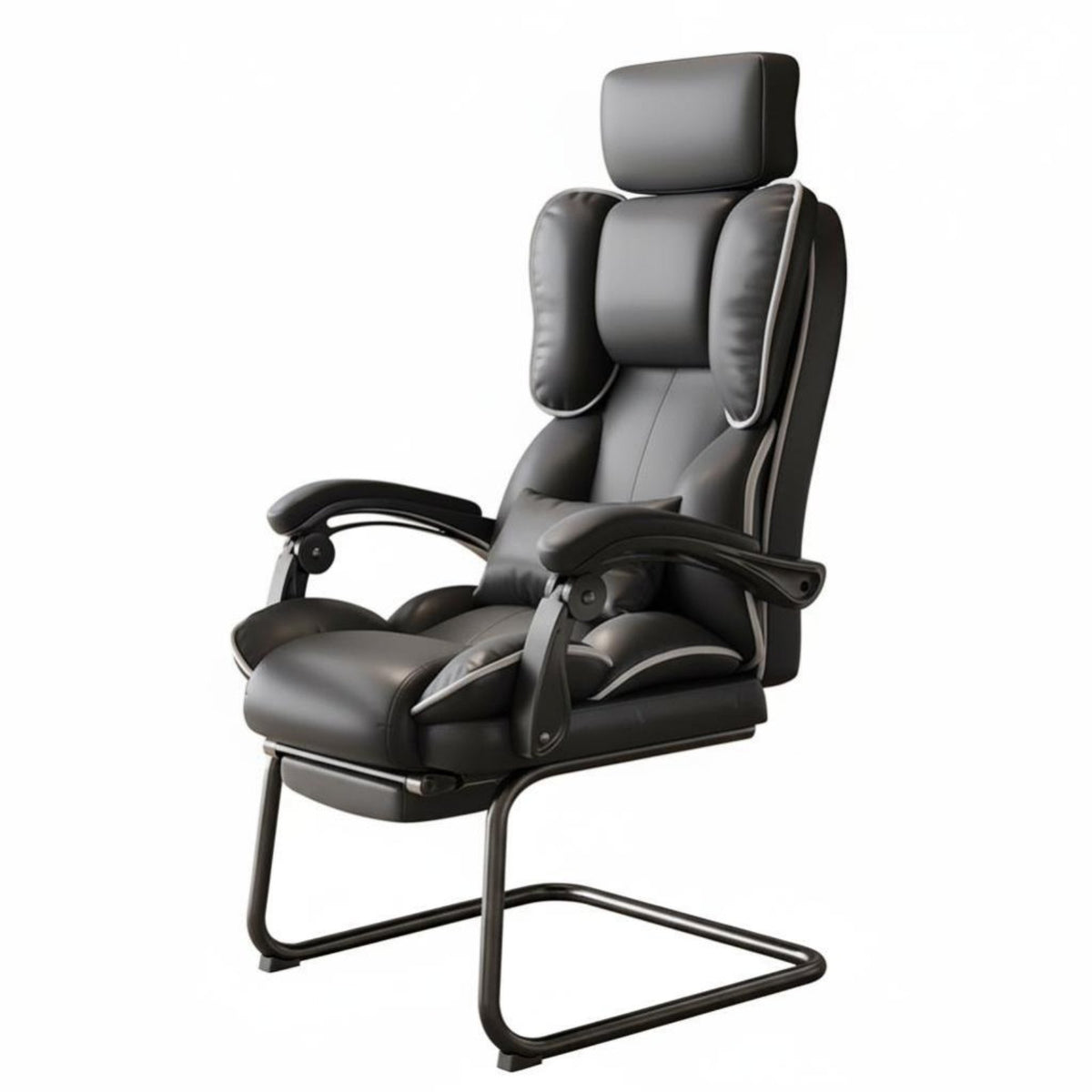 Reclining Sled Base Chair No Wheels Sled Base Armchair Lumbar Support for Guests
