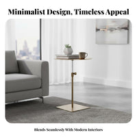 Adjustable Height Table Stainless Steel Minimalist Metal End Table Space Saving Compact Bedside Nightstand for Living Room, Bedroom