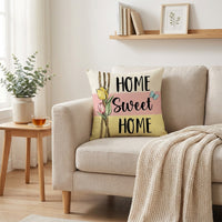 Easter Pillow Cover Peach Skin Material Easter Pillowcase Soft Material Bunny and Egg Print Pillow Sham for Kids, Homeowners, Living Room, Bedroom, Easter Party