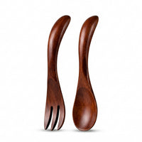 Wooden Dessert Spoon and Fork Set for Children, Small Ice Cream Spoon