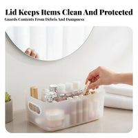 Lidded Vanity Case Clear Design Cosmetic Organizer particleproof for Bathroom, Women