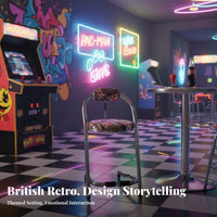 Union Flag Pattern U-Frame Backrest Stool Retro Design Counter Chair Padded Seat and Back Seating Furniture Wear-Resistant for Homeowners, Business Owners, Bar Patrons, Restaurant, Cafe, Arcade, Dining Room