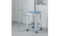 Rotating Bath Stool 360° Rotation Swivel Shower Stool Non-Slip Shower Chair with Shelf for Seniors, Washroom