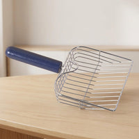 Litter Scooper with Wood Handle, 33*15.5cm Stainless Steel Cat Litter Sifter, Metal Scooper with Large Slots for Fast Sifting and Cleaning