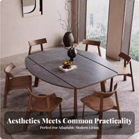 Extendable Design Square-to-Round transformable Table Space-Saving Round Top Table Modern aesthetic Home Furniture adaptable Multi-Use for Apartment Dwellers, Families, Homeowners, Dining Room, Family Gatherings, Kitchen, morning dining corner