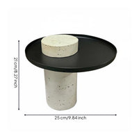 Round Pedestal Tray Black and Cream Round Pedestal Riser Neutral House Decoration for Desk