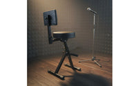Folding Guitar Chair with Backrest Built-in Footrest Adjustable Guitar Player Seat Sturdy Construction Musical Instrument Accessory for Guitarists